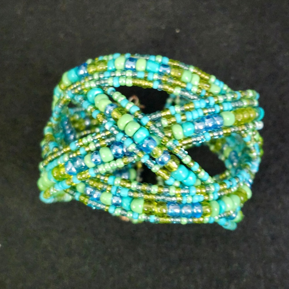 Stack‎ Layering Beads Wrap Bracelet W/ Charms Bohemian Green Blue